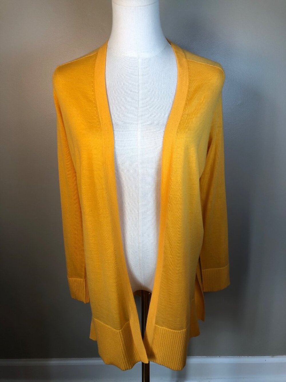 Carlisle Collection Cashmere Cardigan Open Front Long Duster Yellow XS Luxury